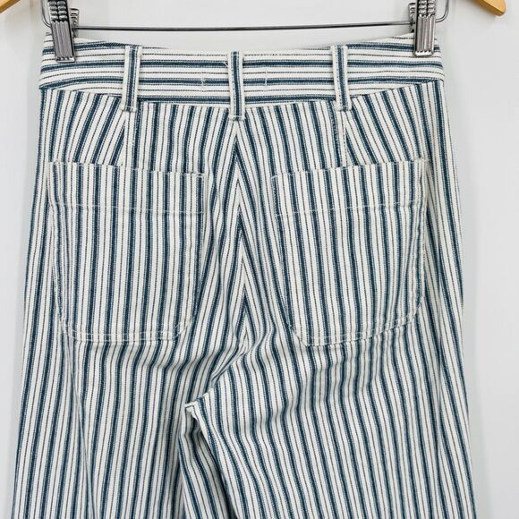 Madewell Emmett Wide-Leg Crop Pants in Stripe: Button-Front Edition, Size 25 - Picture 8 of 11